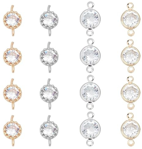 SUPERFINDINGS 32 Stück 4 Stil Zirkonia LinksStrass Armband Halskette Verbinder Anhänger Kristall Diamant Blume Charmante Verbinder Für Die Schmuckherstellung, Loch: 1 mm