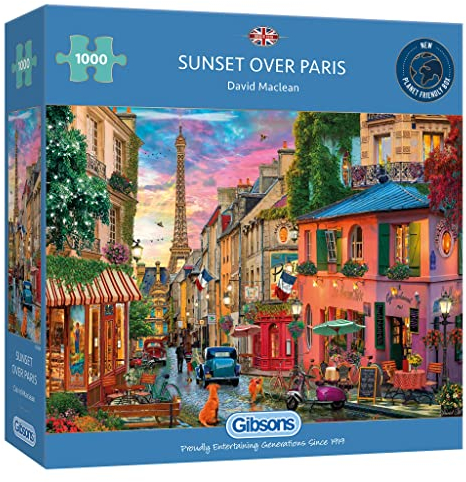 Sunset Over Paris | 1000 Piece Jigsaw Puzzle | Paris Sunset Puzzle | Sustainable Jigsaw Puzzle for Adults | Premium 100% Recycled Board | Great Gift for Adults | Gibsons Games