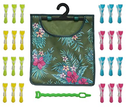 Maishijie Weiche Wäscheklammern mit Beutel, robust, rutschfest, zum Trocknen an der Luft mit winddichtem Band, 24 Stück (6 x grün, 6 x blau, 6 x gelb)