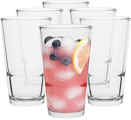 TREND FOR HOME Vasos de Agua Cocktail Zumo Cerveza Set Vaso de Beber Highball Vasos Soft Drink Regalos para Hombre | Apto para Lavavajillas | Colección Viggo | 375 ml | Juego de 6 Vasos