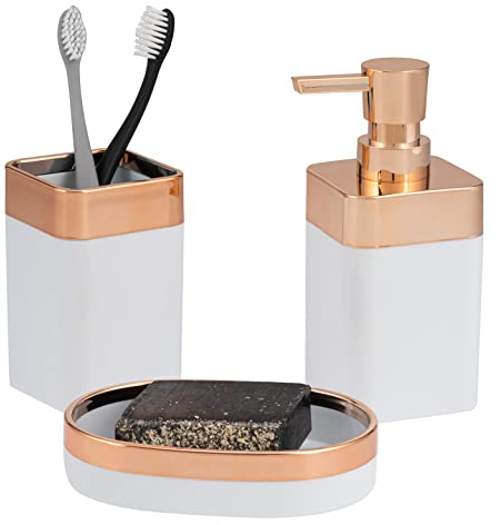 bremermann Savona - Juego de 3 cucharaditas de baño (plástico, color oro rosa), color blanco