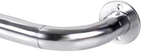 Yorkshire Bedding Curtain Poles Metal Extendable Adjustable Curtain Pole Room Darkening Blackout Curtain Rod with Curved Pole (Chrome, 160-300cm (63-118 Inch))