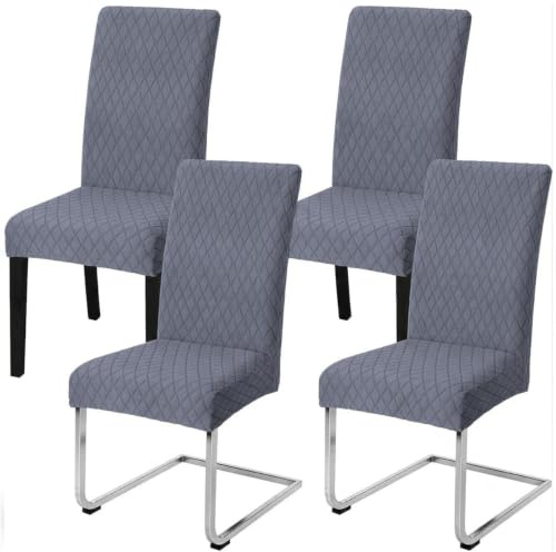 LANSHENG Stuhlhussen 4er Set, Waschbarer Stuhlhussen Schwingstühle, Grau | Stretch Stuhlbezug für Esszimmer, Küche, Hotel