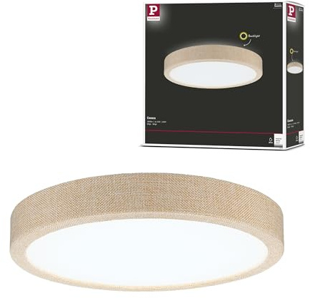 Paulmann 71054 LED Panel Cosara rund 15W IP44 1300lm 300mm Deckenleuchte in Beige Kunststoff/Stoff 4000K Badleuchte