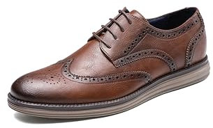 KNBR Zapatos formales para hombre con cordones para el trabajo, negocios, viajes, zapatos Oxford casuales, Brown, 44 EU