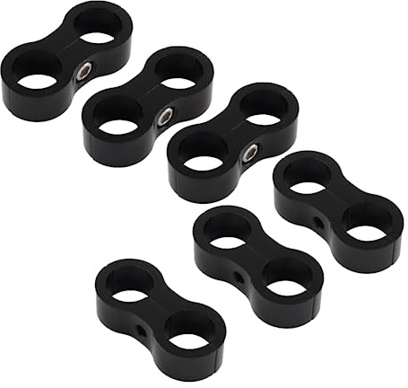 Unlorspy 6 Stück AN8 schwarze Schlauchtrennschellen, schwarze Schlauch-Aluminium-Klemmen, 16 mm Innendurchmesser, Doppel-Kraftstoffleitung, Befestigungsschellen für Wasserleitung, Ölleitung,