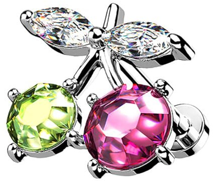 Taffstyle Ohr Tragus Knorpel Helix Piercing Stecker Kristall Kirsche für Ohr Tragus Helix Lippe Labret