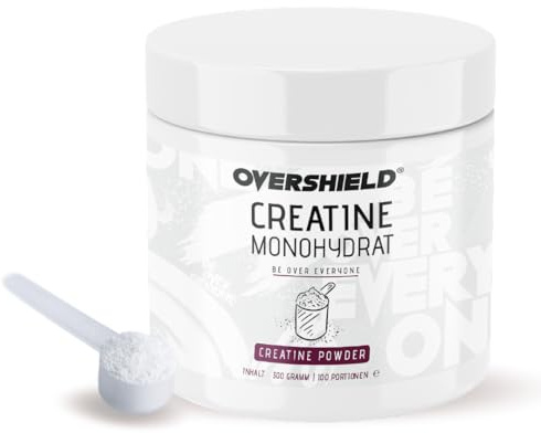 Overshield® Creatin Monohydrat – 300 g Creapure® Pulver | 100 Portionen | 100 % reines Creatin für Muskelkraft & Leistung | Made in Germany | Vegan, ohne Zusätze