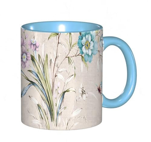 Kaffeebecher Mug,Aquarell Rose Pfingstrose Blume abstrakte Blume Schmetterling Paisley Vogel,kaffeebecher porzellan, tasse Füllmenge 330 ml - sehr interessante bedruckte Teetassen