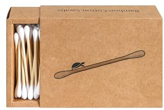 Sea Turtle Bamboo Cotton Swabs (200 Count) - Vegan, Eco Friendly, Organic, Double Tips, Plastic Free Wooden Ear Sticks, All Natural 100% Biodegradable Cotton Buds