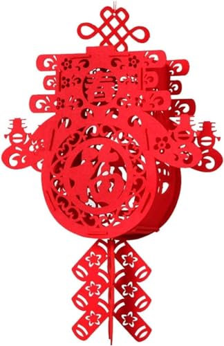 Papierlaternen-Dekorationen im orientalischen Stil, leichte Abdeckung, chinesische 3D-rote Laterne mit Fu-Charakter und 2024 chinesisches Neujahr Fu Chun Wandornament, Glücksdekoration for Festival, c