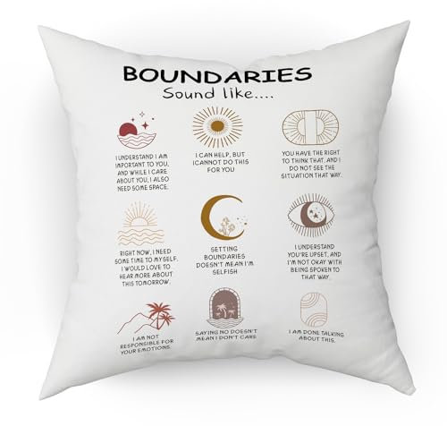 Mental Health Throw Pillow Cover Psychology Gifts for Women Psychologist Boundaries Sound Like Home Waist Pillowcase, Inspirational Counseling Therapy Office Decor Cushion Cover for Sofa Bed Couch -28