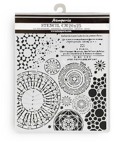 Stamperia - Thick Stencils for Scrapbooks, Albums, Cards, Bullet Journalling, and More, Flexible Material, Easy to Clean, Perfect for Hobbies, Crafts and Gifting (Fortune Macrocosm Mixed Patterns)