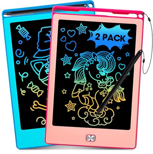 Kinayue Maltafel Zaubertafel 8,5 Zoll,LCD Schreibtafel Kinder Pädagogisches Lernen ReiseSpielzeug,Geburtstag,Zeichentablett für Jungen und Mädchen 3-10 Jahre (Blau + Rosa)
