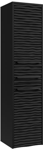 Badplaats Badezimmerschrank Etna 30 x 35 x 130 cm Schwarz Matt - Hoch Badschrank mit 2 Türen