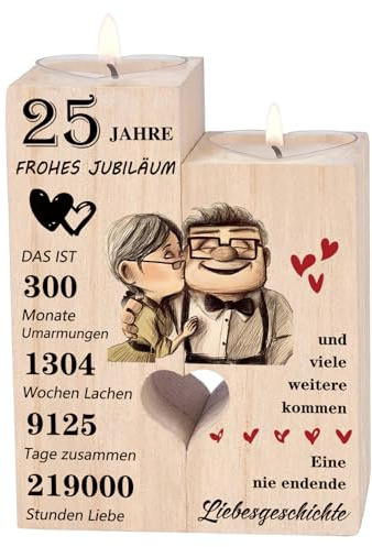 Silberhochzeit Geschenk，Kerzenständer，Silberhochzeit Deko，25 Hochzeitstag Geschenke - Glücklich 25. Jahrestag Geschenk für Frau Mann Paare Frauen Männer