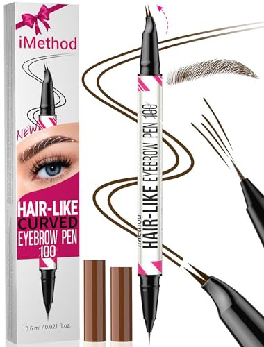 iMethod Curved Microblading Augenbrauenstift - Eyebrow Pencil 2-in-1 Dual-Ended Augenbrauenstift, Eyebrow Pen with Curved Tip & Präziser Pinselspitze Erzeugt Natürliche Augenbrauen, Dark Brown