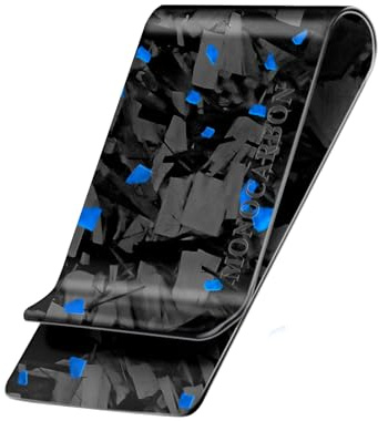 MONOCARBON Real Forged Carbon Fiber Money Clip for Men, 1.38-inch Wide Ultra-Thin & Ultra-Light Minimalist Wallet for Cash, Slim EDC Credit Card Holder–Gift for Husband/Boyfriend-Matte Blue