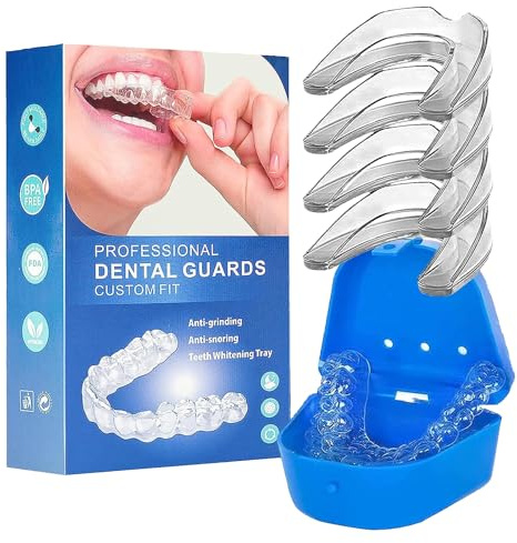 Lot de 4 gouttières à craquer pour la nuit, gouttière à craquer, gouttière dentaire, gouttière dentaire, réutilisable pour réduire le grincement des dents.