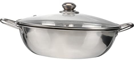 CHICAMPERA Multifunktionaler Hot Pot Edelstahl 304 Induktionsherdtopf Mit Trennwand Glasdeckel 32cm Für Familien Und Restaurants