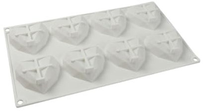 Stampi 3D fai da te in silicone per torte con 6 cavità a forma di cuore a diamante, strumenti per decorare fondente, cioccolato, pasticceria, strumenti da forno (bianco, 8 fori)