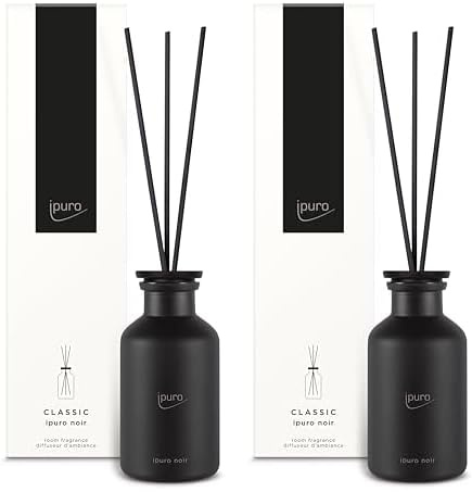 ipuro - Classic Raumduft Noir - 240ml | orientalischer Raumerfrischer mit Rose, Patschuli, Sandelholz, Eukalyptus & Kokosnuss Duft | Diffuser mit Stäbchen | Lufterfrischer für die Wohnung