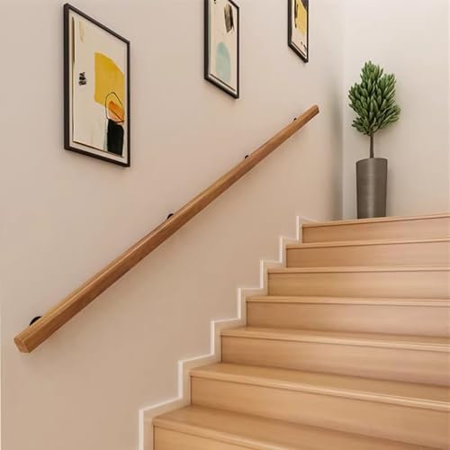 Corrimano per Scale in Legno, Corrimano di Sicurezza Antiscivolo per Scale per Casa Giardino Corridoio Soppalchi Asilo Parapetto Barra di Sostegno per Scale Senza Barriere Montata,350cm