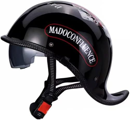 Retrò Casco Da Moto Caschi Jet Con Visiera Parasole Vintage Casco Aperto Moto Mezzo Casco Per Uomini E Donne Adulti Casco A Scodella Omologato DOT/ECE Per Scooter Chopper Cruiser 5,M=57-58CM
