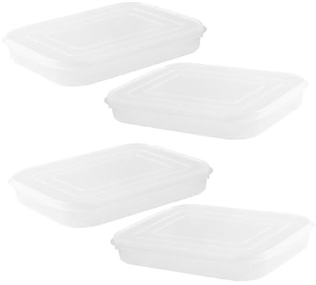 OUNONA 4 Pezzi Contenitore Frigorifero per Conservazione Alimenti Box Sottovuoto per Carne e Mare Scatola Trasparente Riutilizzabile e Alimentare per Cucina e Picnic
