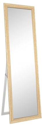 Acomoda Textil – Espejo de Pie con Marco de Madera Decorativo, Resistente con Soporte para Habitación, Vestidor, Recibidor y Tienda. Espejo Rectangular Cuerpo Entero (Kurst Natural, 120x30 cm)