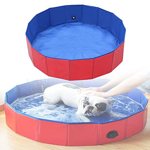 Inscrip Piscine pour chien et chat, pataugeoire, pliable, pour chien, chat et canard, petite avec valve de vidange, portable, pour l'intérieur et l'extérieur, 80 x 20 cm