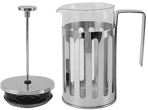 Naroote de Prensa Francesa, Vidrio de Borosilicato Resistente Al Calor, 304 Acero Inoxidable, Profesional, Fácil de Limpiar, para Acampar y Hogar (600ML plata)