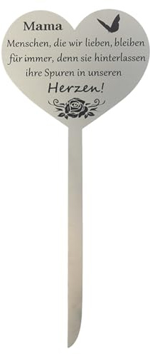 aotusoa 12x28 cm Grabstecker Edelstahl Herz Deko Würdevolles Gedenken Wetterfeste Grabschmuck mit Gravur zum Erinnerung mit Spruch Menschen, die Wir Lieben, Bleiben für Immer - Mama