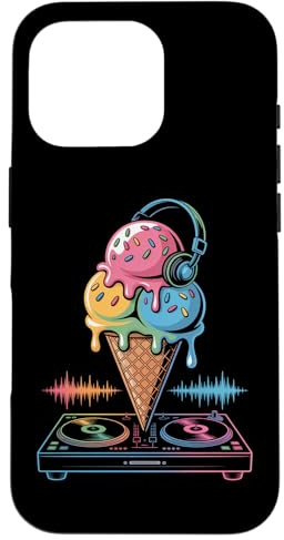 DJ Glace avec Casque sur Table Tournante Coque pour iPhone 16 Pro
