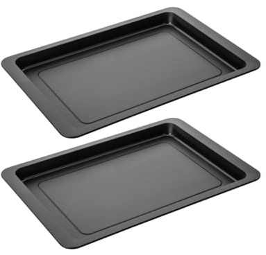 Zenker 9347950 Pizzablech, rechteckig, für hausgemachte Pizza, Stahl, Schwarz, 42 x 29 x 2,5 cm, 2 Stück