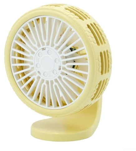 Ventilatore elettrico compatto USB per auto, con clip per console centrale, mini ventilatore a 3 velocità con funzionamento silenzioso e illuminazione ambientale a LED, per interni e veicoli (giallo)
