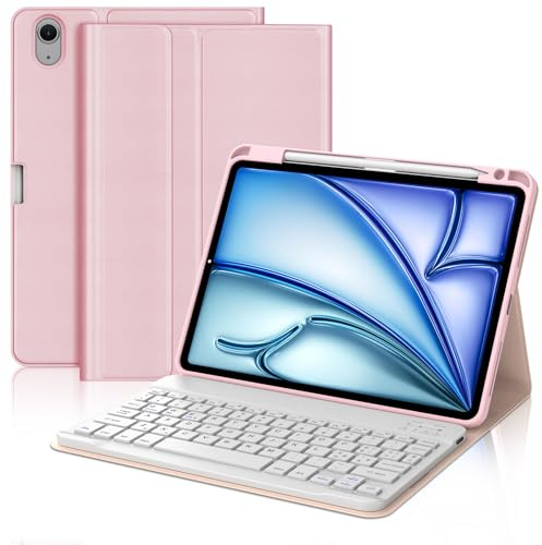 WAVATA Tastiera per iPad Air 11 pollici M4 2026/M3 2025/M2 2024, Custodia Tastiera per iPad Air 5/4 10.9, Pro 11 Magnetica Bluetooth Staccabile Italiano QWERTY Layout, Rosa