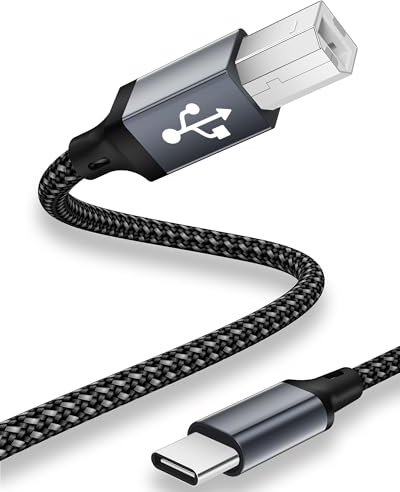 familaha USB B auf USB C Kabel 2M, USB C Druckerkabel, Nylon USB C MIDI Kabel Scannerkabel, USB C auf USB B Kabel für iPhone Samsung MacBook Pro Canon Epson Drucker DAC MIDI Kabel usw
