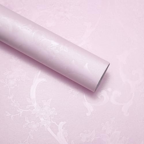 QUARKZMAN Vintage Blumen Tapete 23.6x197 Selbstklebende Tapete Vinyl Wasserdicht Retro Pfingstrose Muster Abziehbare Kontaktfolie Für Schlafzimmer Küchenarbeitsplatte Badezimmer Pink