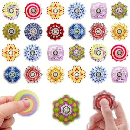 24 Mini Farbige Fidget Spinner, Party Gastgeschenke, Rainbow Parcel Preise, Sensorisches Fidget Spielzeug, Ostern Geschenke, Bunt, Kunststoff(Zufällig)
