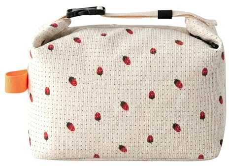MLPKOI Sac Isotherme Repas Petit, Sac Lunch Box Isotherme, Thermique Lunch Box pour Hommes Femmes, Glaciere Déjeuner, Gamelle Lunch Bag avec Poignée pour Pique-nique Travail Bureau École (fraise)