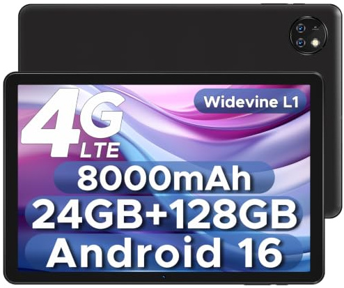 DOOGEETab T10W Android 16 Tablet 10 Pulgadas, 24GB+128GB/2TB | 4G LTE Tablet Con Tarjeta Sim, Batería 8000mAh Tablet android, Widevine L1/ Gemini AI/Face ID/5G WiFi/Face ID/3.5mm Audio