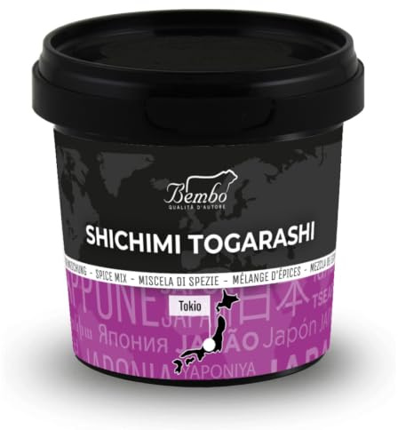 Shichimi Togarashi Bembo 120 g – Mezcla de 7 Especias Japonesas Auténticas – Condimento Japonés Picante para Ramen, Udon, Sushi, Noodles y Cocina Asiática