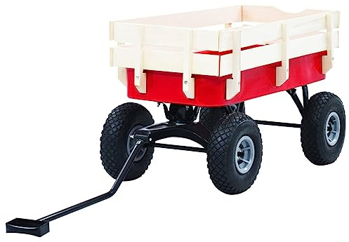 Mangloder - Carrello a mano da 150 kg, con robusto telaio in acciaio e piattaforma in legno, per giardino, trasloco, magazzino, officina, garage, bagagliaio, mobili, pacchetti, trasporto, scale, cassa