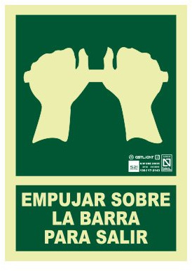 Astlight SAL5090.7FJ - Señal empujar sobre la barra para abrir fotoluminiscente multicolor
