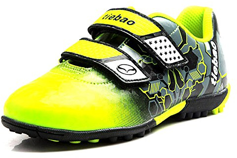 Tiebao Pojkar Cool Flerfärgad Kardborreband Fotbollsskor Fustal Fotboll Sneakers Hård Mark Torva Inomhus Grön SN76660 EU28