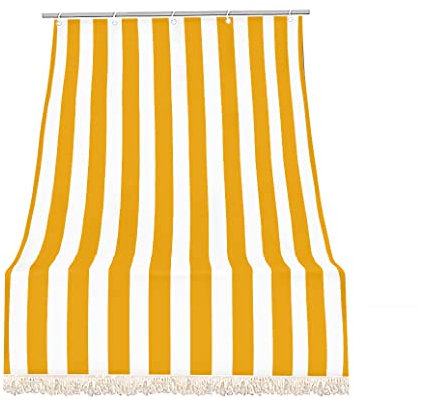 IlGruppone Tenda da Sole Tessuto Resistente per Esterno, Terrazzo, con Anelli Lavabile Frange Pizzo, da Balcone - Giallo - 200x295 cm