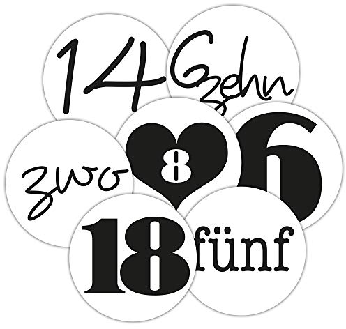 Frau WunderVoll® 48 Aufkleber ADVENTSKALENDERZAHLEN, für 2 Kalender, schwarz-weiß, Durchmesser 4 cm/Sticker, Weihnachten, Advent, Sticker Geburtstag, Zahlen, Kindergeburtstag, Aufkleber Kinder, X-Mas