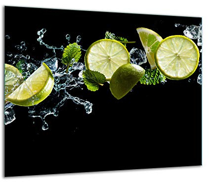 QTA - Placa protectora de vitrocerámica 60 x 52 cm 1 pieza cocina eléctrica universal para inducción protección contra salpicaduras tabla de cortar de vidrio templado como decoración Limon