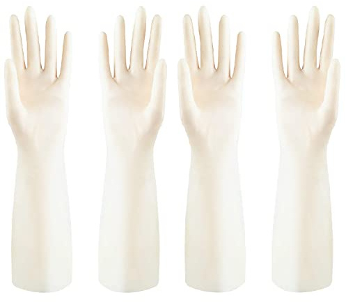 Discoball 2 Pairs Rubber Gloves with Flocked Lining for Kitchen Cleaning, Gardening, Household Duties, Latex Free Reusable Gloves
